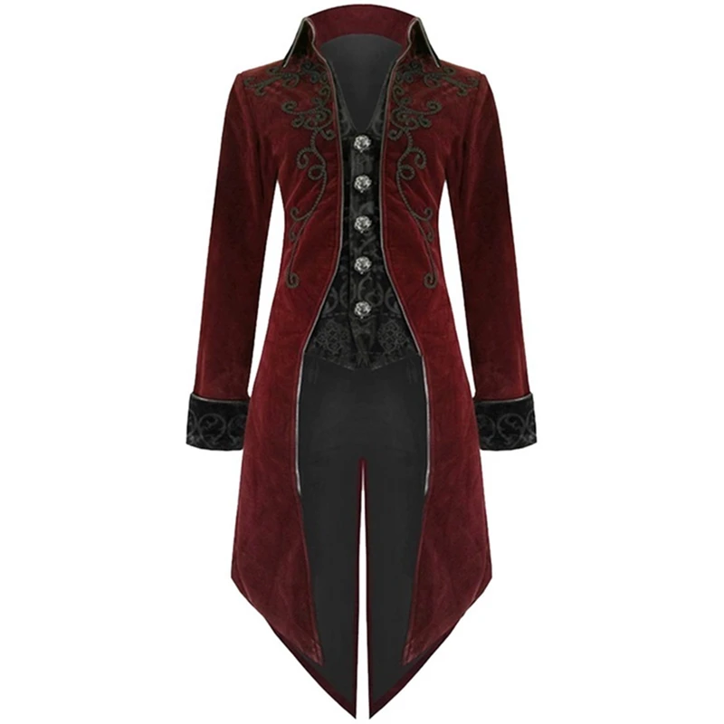 MoneRffi, модное мужское пальто, Ретро стиль, ласточкин хвост, сценическая длинная куртка, Готический стимпанк, верхняя одежда с лацканами, пуговица, ласточкин хвост, верхняя одежда