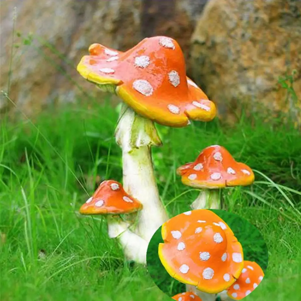 1Pc Mushroom Toadstool Figurines Resin Miniature Craft DIY Ornament