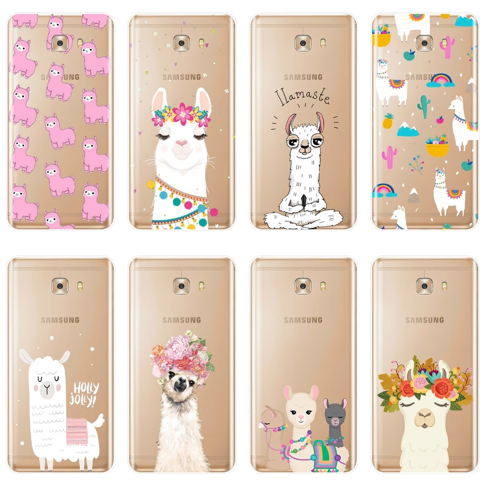 Чехол для телефона Samsung Galaxy C5 C7 C8 силиконовый чехол Kawaii милый Альпака животное