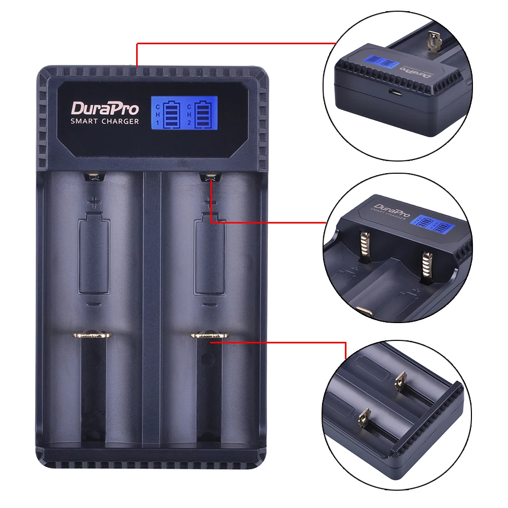 Durapro Универсальный USB Батарея Зарядное устройство для 2070 18650 18490 18350 17670 17500 16340 RCR123 14500 10440 AA AAA Батарея+ USB кабель