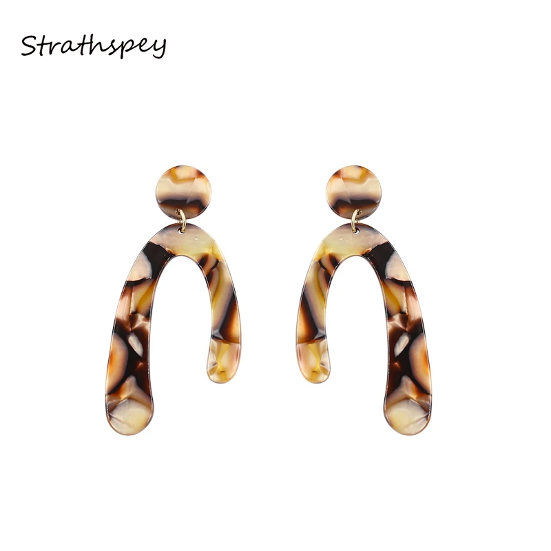 

STRATHSPEY Geometry Acrylic Earrings For Women Vintage Resin Tortoiseshell Drop Dangle Earring Fashion Jewelry Accessories