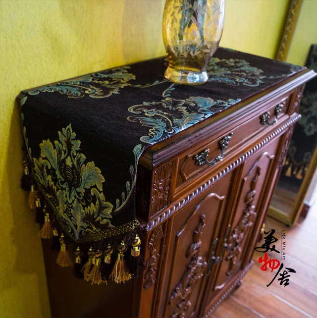 

Europe Retro Style Luxury Table cloth Handmade Wedding Table Runner Cloth American Rural Embroidery Home Hotel Villa Decoration