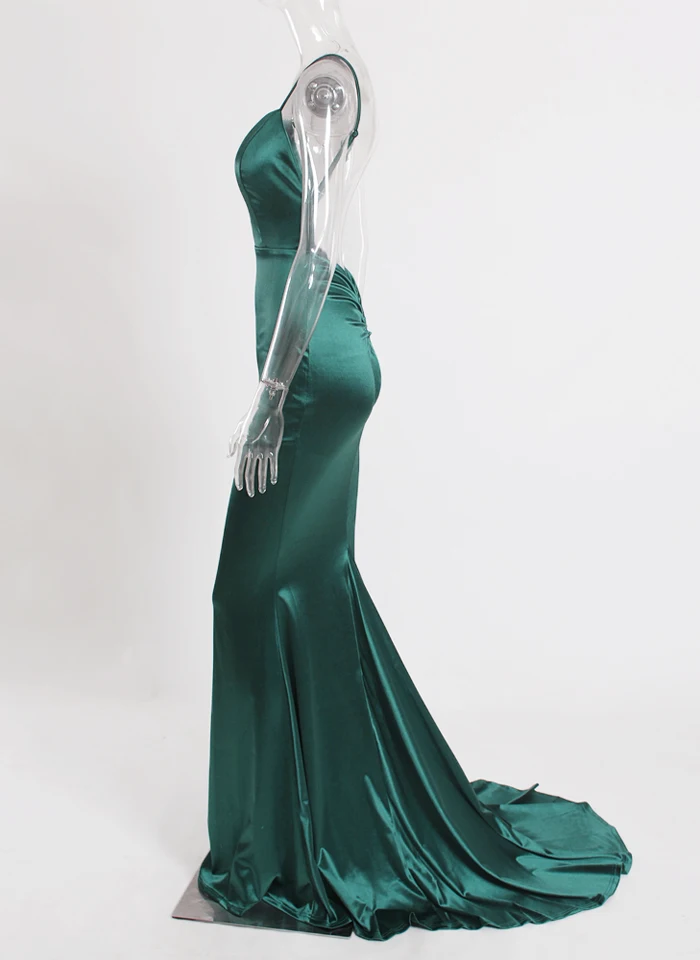 Бургундия платье русалки безрукавный длина пола элегантное платье для вечеринки V-образный вырез без спинки тугой сексуальные без спинки эластичный