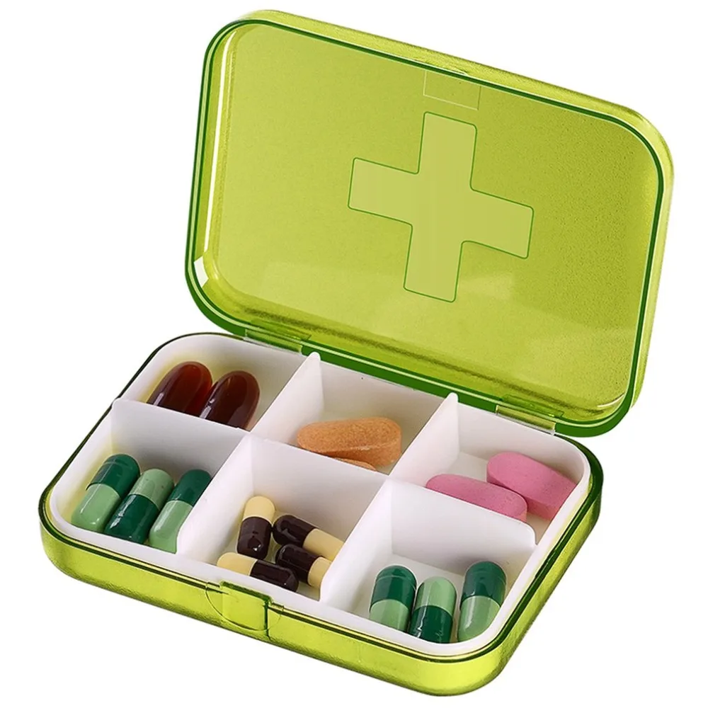 

Pill Box Mini Travel Tablet Medicine Dual Layer 6 Compartments Dispenser Case Box Container Drug Tablet Storage