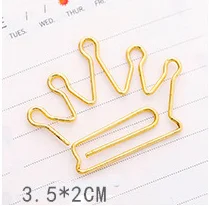 Gold Crown 2 шт. Сладкая Роза металлические золотистые закладки зажим милые Мультяшные закладки зажим для бумаги для учителя школы офиса - Цвет: Gold Crown