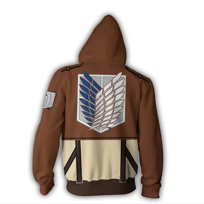 Cosplay&ware Anime Attack On Titan Hoodie Jacket Shingeki No Kyojin Legion Eren Cosplay Costume Party Sportswear Thin Zipper Hoodies -Zentai shop online