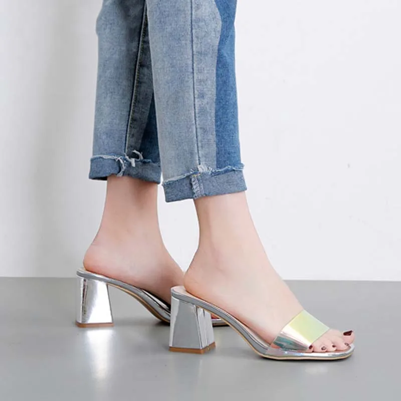 

Ladies slipper Sandals 2019 New PVC Ladies Summer Party shoes open toe size 35-40 Transparent Slippers Women shoes
