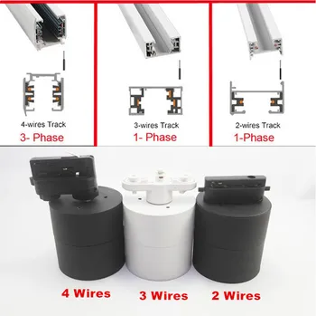 

High Power 15W 20W Dimmable LED Track Light COB LED Rail Lamps 4 Wires 3Phase AC85-265V LED Track Spotlight for Home Store Shops