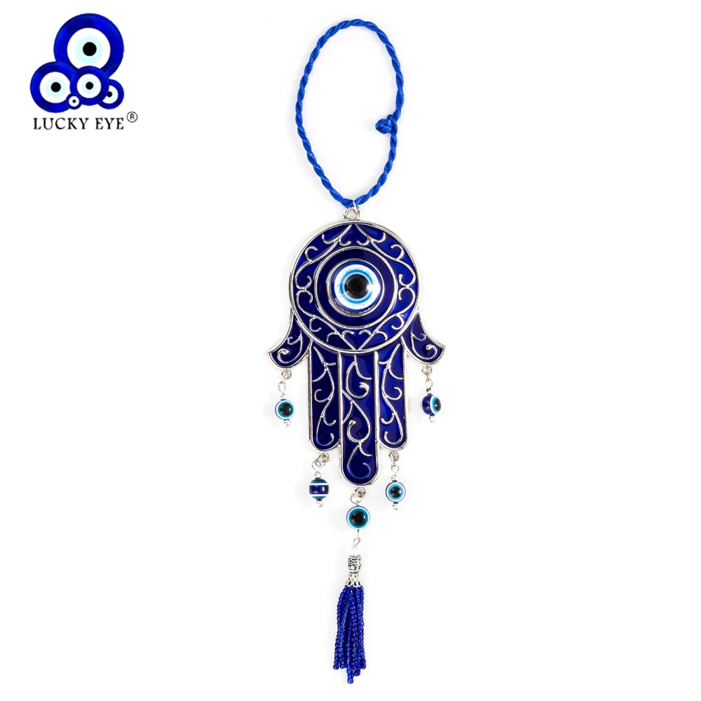 Lucky Eye Hamsa Hand Keychain Car Keychain Home Wall Hanging Tassel Charms Key Ring Amulet Kabbalah Hand Fatima EY5273