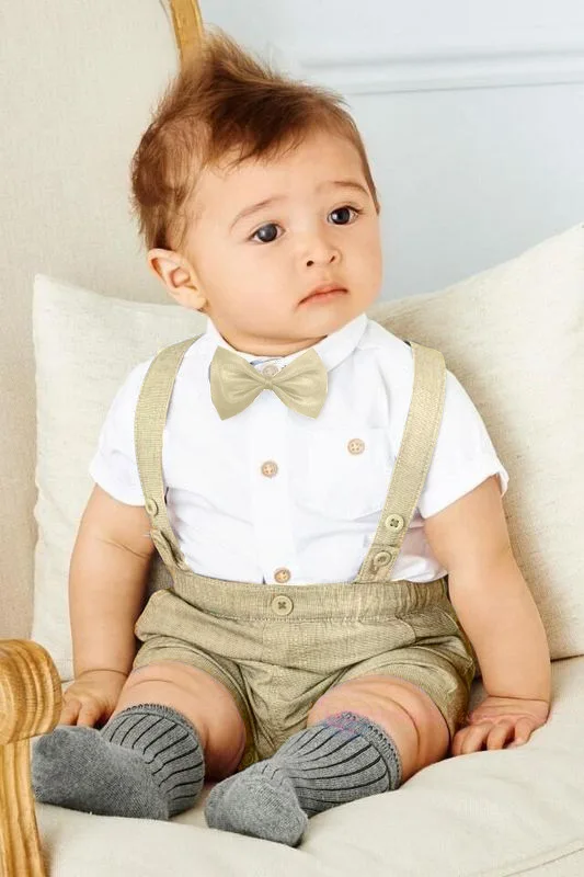 Одежда для маленьких девочек элегантная рубашка джентльмена+ шорты на лямках, комплект одежды для новорожденных, костюм для малышей галстук, Conjuntos bebe Roupa Infantil Menina - Цвет: Коричневый