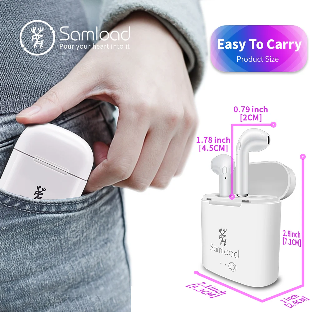 Samload Bluetooth Headphone Earbuds Wireless Headset With Charging Box Stereo Earphones For Apple iPhone se 6 7s 8 Xiaomi Huawei