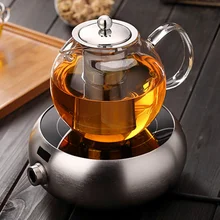 Стеклянный в форме яблока чайный горшок с гиалиновым фильтром из нержавеющей стали, черный чайный сервиз, Чайник Пуэр для заварки чая