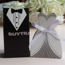 Candy Box Wedding And Get Free Shipping On Aliexpress 100pcs Wedding Decoration Mariage Casamento Bridal Gift Cases Groom Tuxedo Dress Gown Ribbon Favors Candy