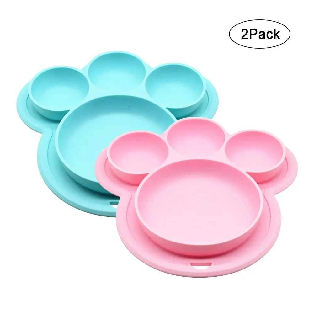 Children's Silicone Dinner Plate Bear Paw Shape Placemat Plate Feeding