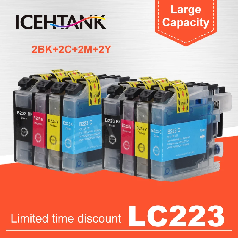 ICEHTANK LC223 чернильные картриджи для принтера Brother LC 223 LC-223 XL LC225 полный картридж J4420DW