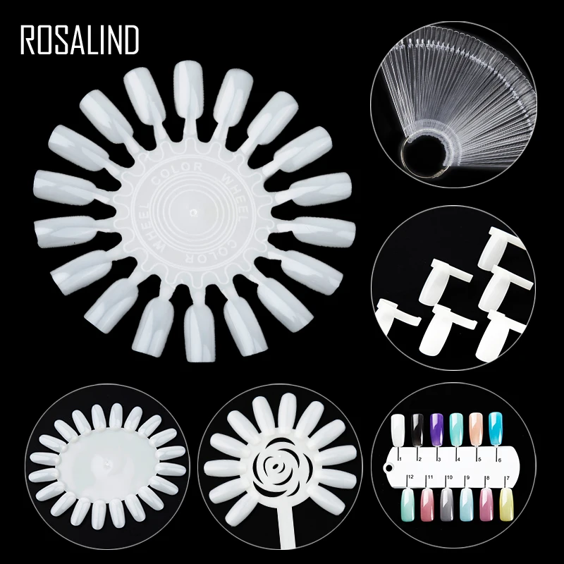 

ROSALIND False Nail Tips Nail Gel Polish Color Card Transparent White Buckle Ring For Nail Art Practice Patterns Manicure Tools
