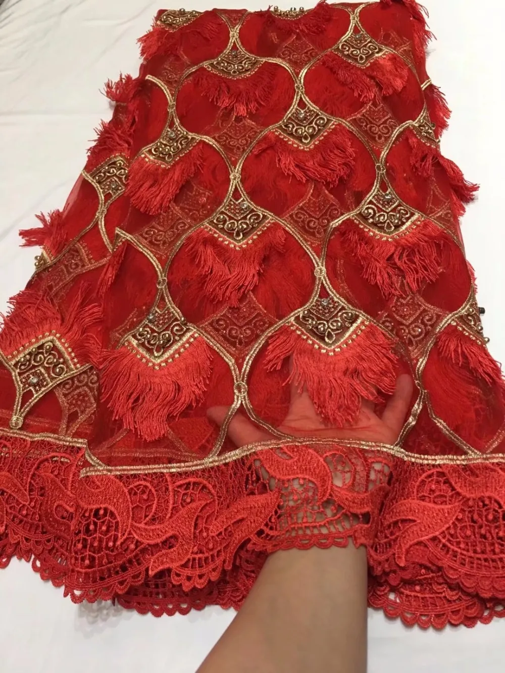 

beaded lace fabric 2018 High Quality African Tulle Lace French Net Lace Fabric With Beads For Wedding Lace Dresses