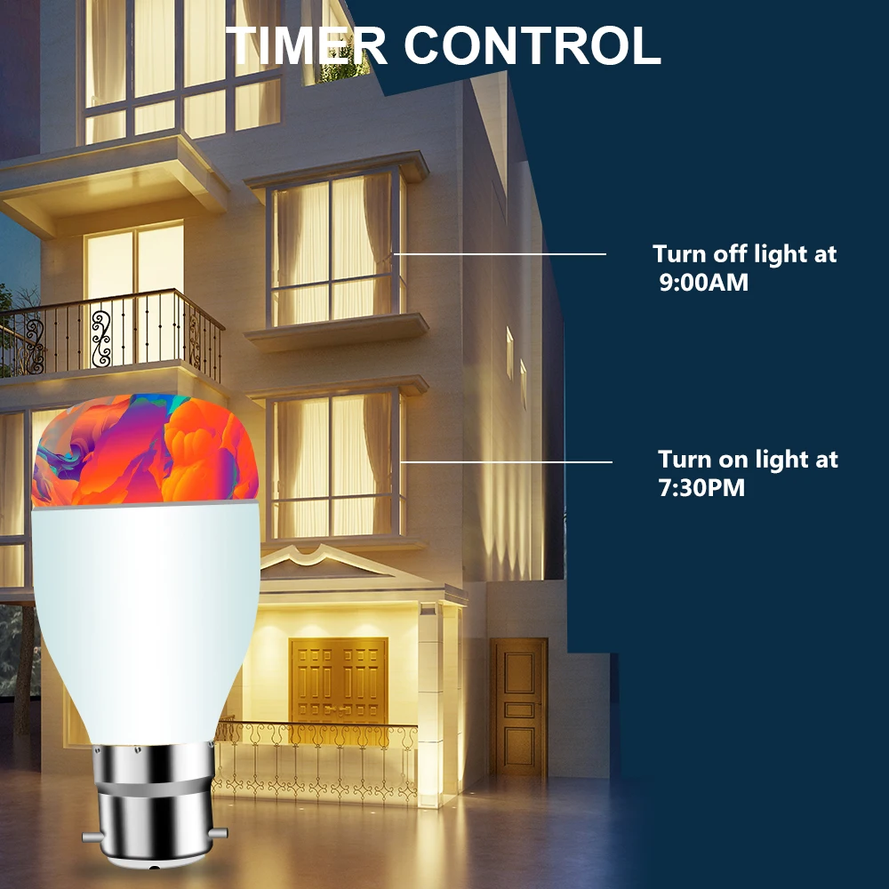 

B22 Alexa Voice Smart Light Bulb Led Mobile Phone Wifi Remote Control Energy Saving Dimming Bulb Light Smart Home