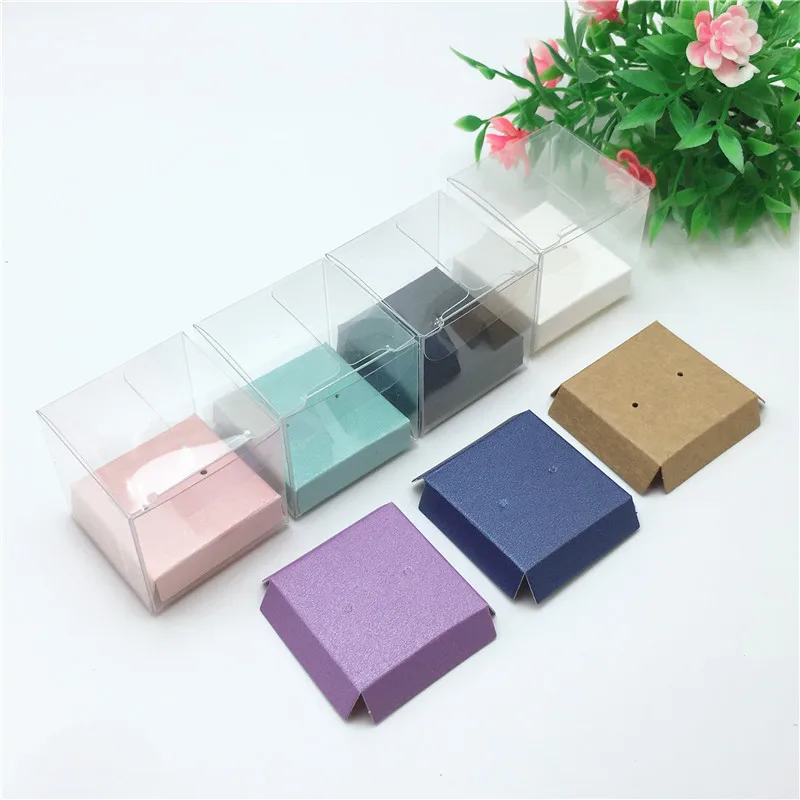 

4*4*4cm Clear Transparent waterproof PVC Boxes Fashion Pvc Earring Packing Boxes Jewelry Accessories Displays Gift Boxes