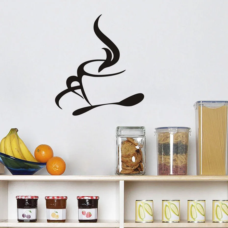 Coffee Cup Wall Stickers Beautiful Design Decals Tea Kitchen Dinning Room Decoration Art Vinyl Removable Waterpaper