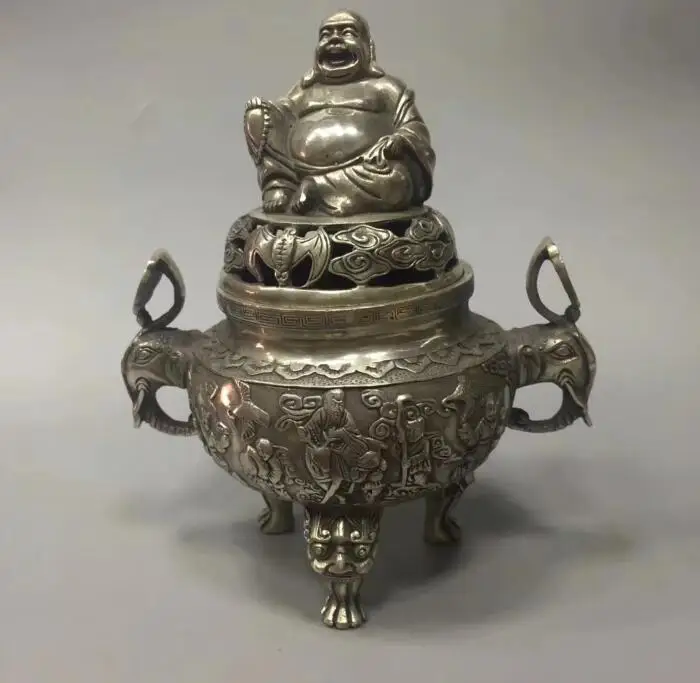 

Китайская коллекция archaize, белая лампа для благовоний Будды Maitreya