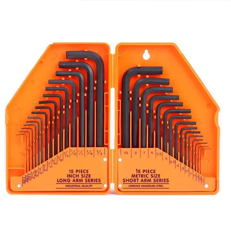 30 шт. прочный шестигранный ключ набор ручных инструментов набор ключей Allen точный ручной инструмент для ремонта автомобилей ключи, дюймовый стандарт гаечные ключи ручные инструменты F063 - Цвет: orange