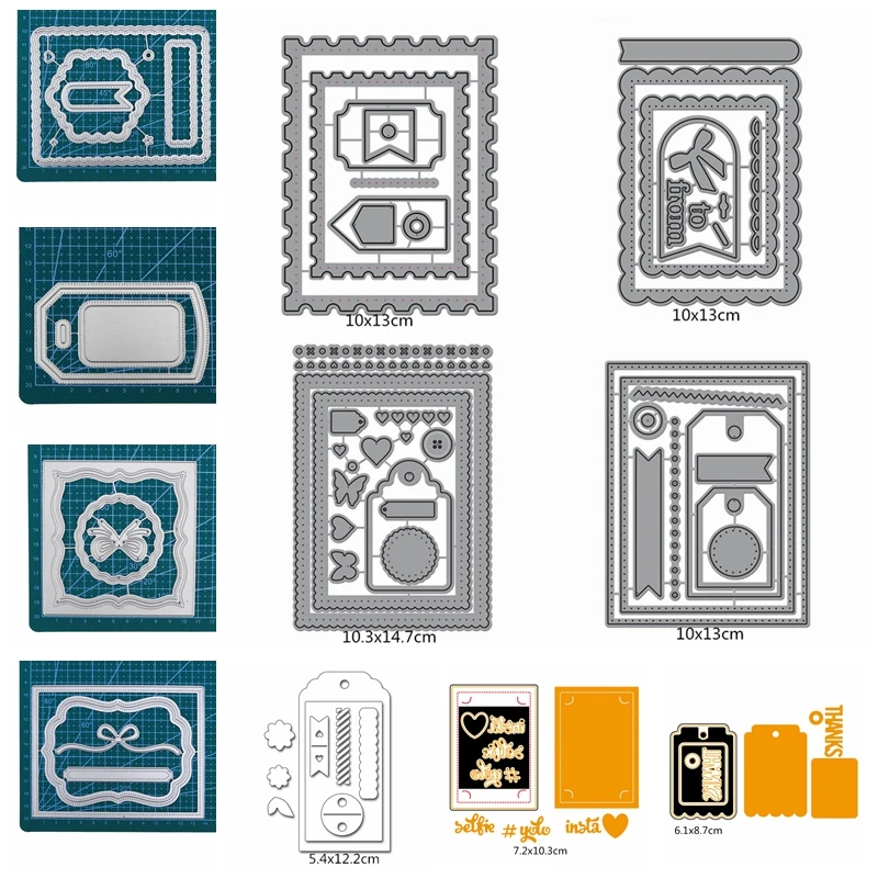 14Sets Basic Rectangle Tag Essentials Metal Cutting Dies Stencils For DIY Scrapbooking Decorative Embossing Die Cutting Template