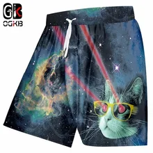 OGKB доска Шорты new star cat ray Пляжные шорты смешно фиолетовый Galaxy пространство Объёмный рисунок(3D-принт) Фитнес тренировки плавать Шорты быстросохнущая