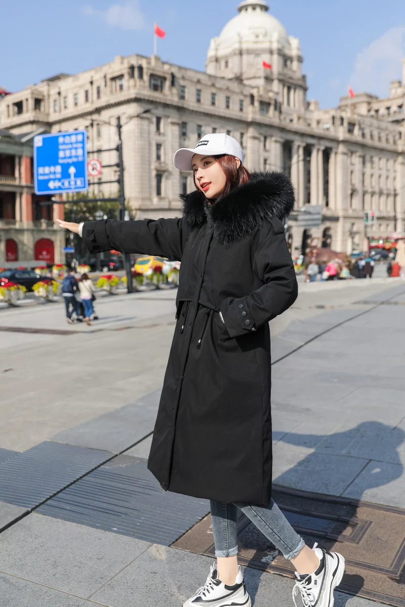 KMETRAM, пуховик с воротником из натурального меха, женская зимняя куртка с капюшоном, женское корейское длинное пальто, женская теплая парка, Casaco Feminino MY