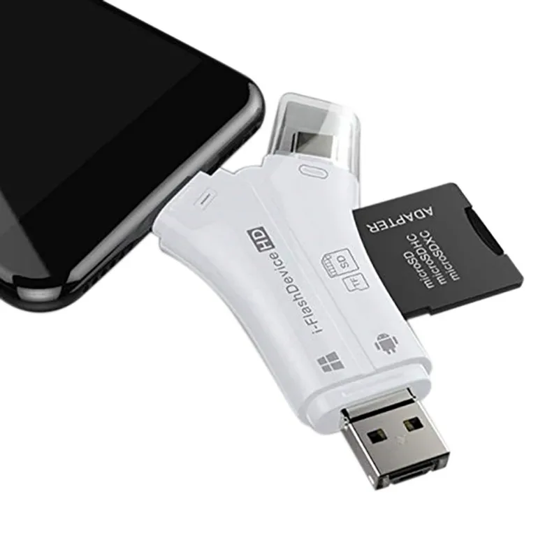 Все в одном SD/TF карта просмотра для IOS iPhone Ipad Android системы телефонов Laptap ПК с Lightning/usb type C/Micro USB2.0 OTG порт