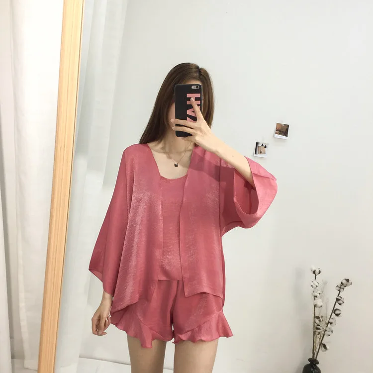 Fdfklak pijama сексуальное женское белье пижамы для женщин pyjama femme костюм для сна 3 предмета в комплекте одежда для сна пижамы летом 6 видов стилей