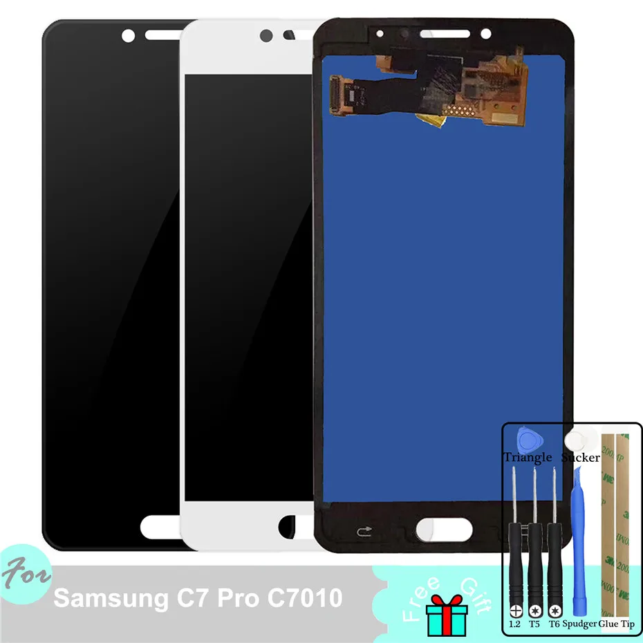 

SzHAIyu Adjust Brightness C7010 LCD For Samsung Galaxy C7 Pro C7010 SM-C7010 Display Touch Screen Digitizer Assembly Replacement