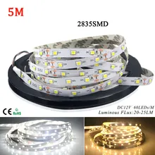 AMENTE LED Strip Light 2835 DC12V 5M 300 LEDs flexible Indoor Ribbon String Non waterproof home