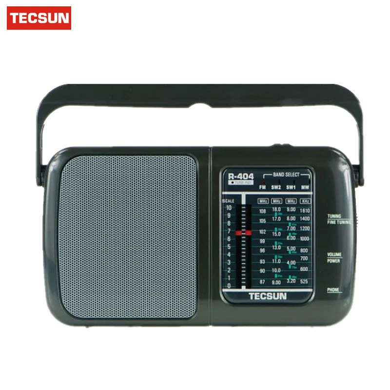 TECSUN R-404 высокая чувствительность FM радио mw и SW ресивер FM-WM SW1 SW2 всех диапазонов со встроенным Динамик Портативный радио