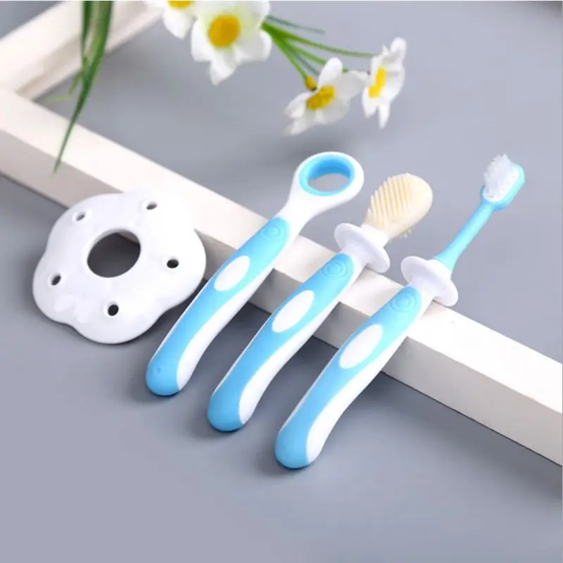 Baby Toothbrush Set Infant Brushing Teeth Tongue Training Safety Cover Design Soft Healthy Teether Toddler Oral Care | Мать и ребенок