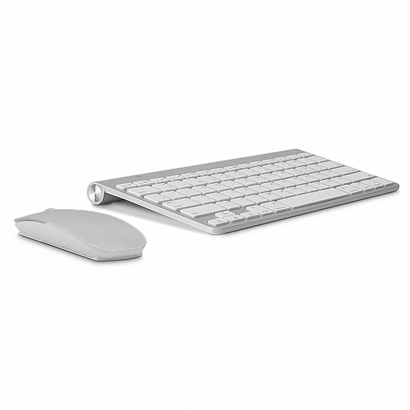 Ultra-fino sem Fio Mouse para Apple Caixa de tv 2.4g sem Fio Teclado Russo Mouse Combo Estilo Mac Win xp – 7 8 10
