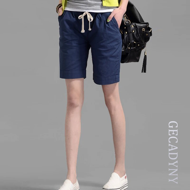 

Youth Casual Women Hot Short Feminina Fashion Candy Color Casual Shorts Elastic Waist Women's Linen Collapse Shorts