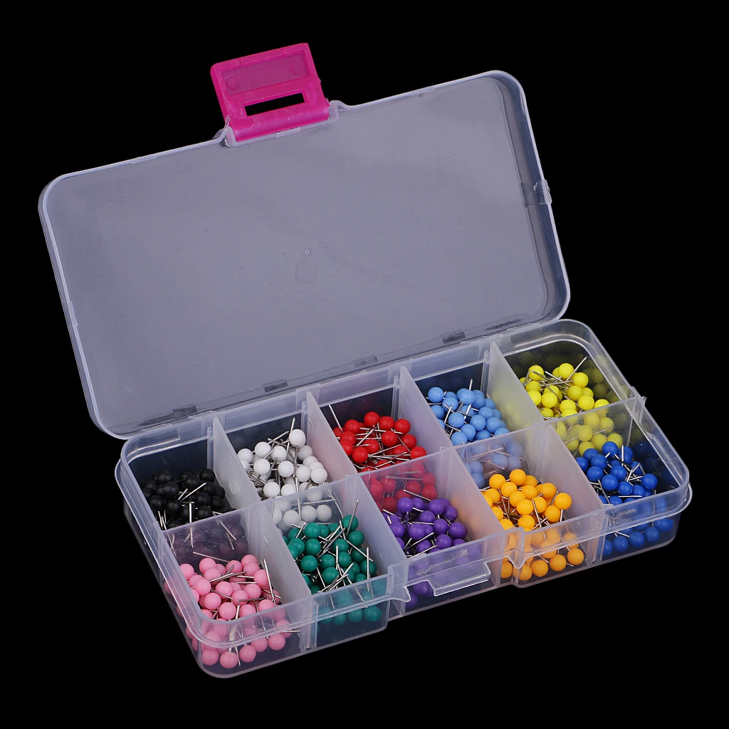 A Box of 500pcs Plastic Round Head Push Pins Office Drawing Map Tacks Thumbtack | Дом и сад