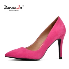 Donnain 2016 spring new collections thin and high heel pumps sheep suede genuine leather ladies shoes pointed toe women’s pumps