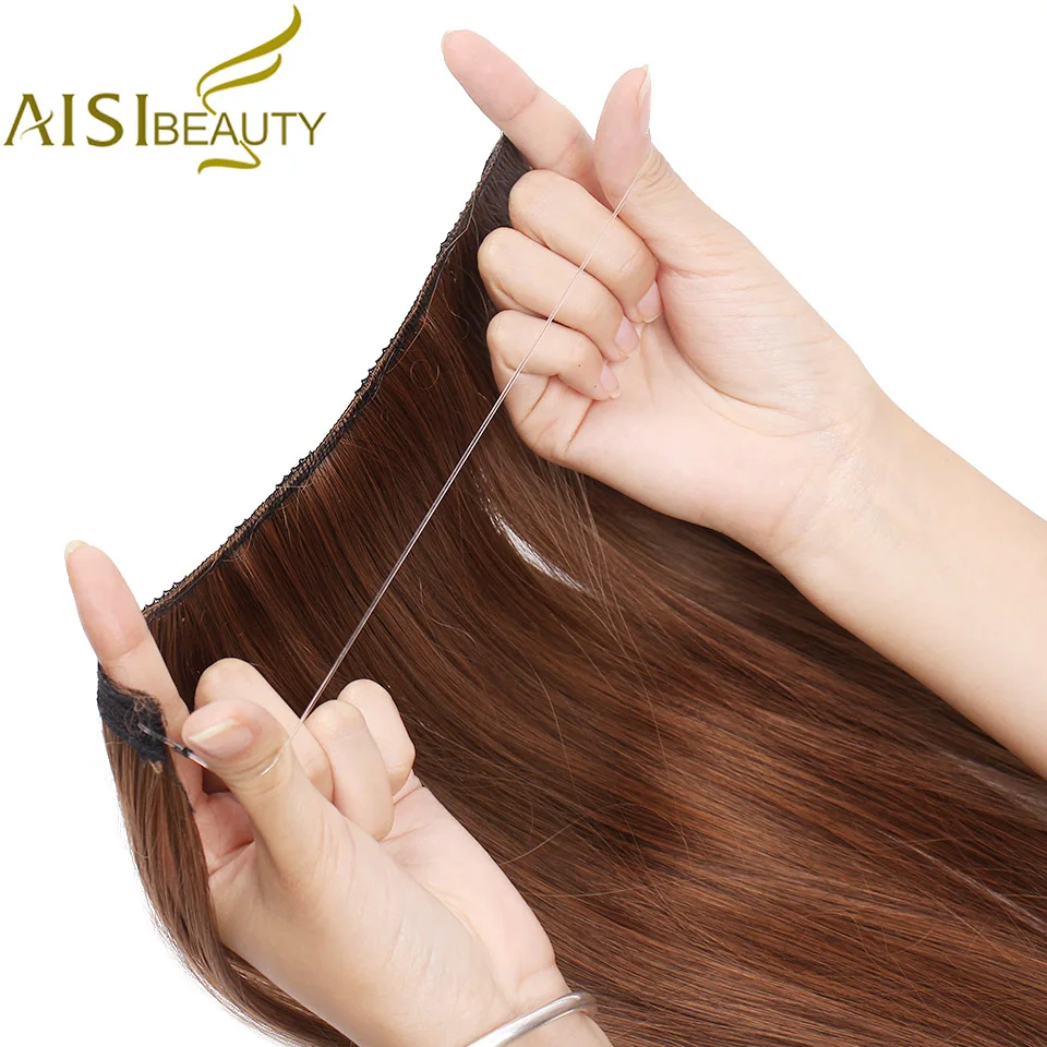 AISI BEAUTY Invisible Wire No Clips in Hair Extensions Secret Fish Line Hairpieces Silky Straight Real Natural Synthetic AISI BEAUTY Invisible Wire No Clips in Hair Extensions Secret Fish Line Hairpieces Silky Straight Real Natural Synthetic