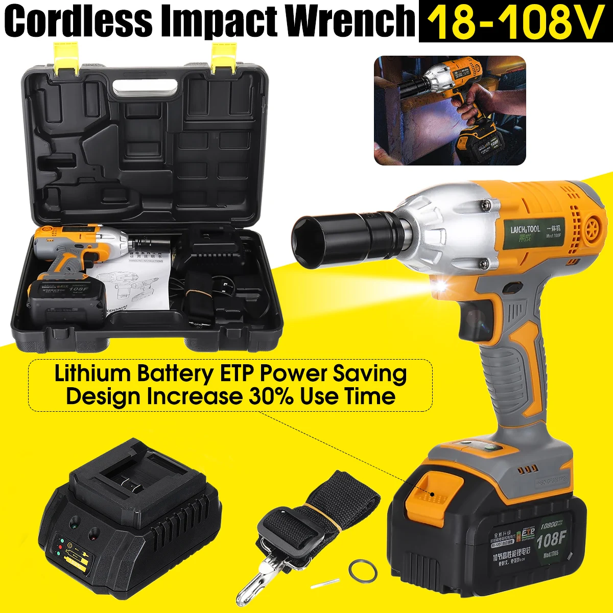 

Brushless Cordless Electric Wrench Impact Socket Wrench10800mAh Li Battery Hand Drill Installation Power Tools