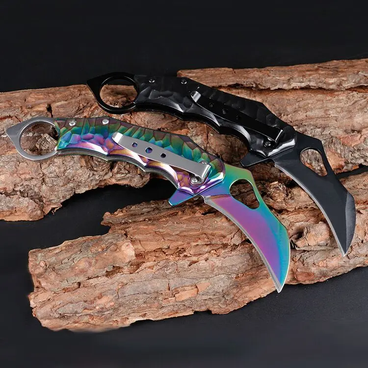Karambit нож цвет титан 2 модели практика Складной Нож EDC инструмент Открытый Отдых