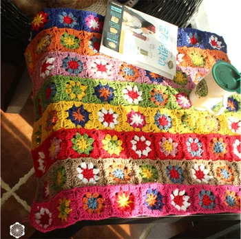 

80*60 cm Bohemia Handmade crochet hook Daisy striped blanket, flower crochet knitted blanket, sofa Weave blanket, table cloth