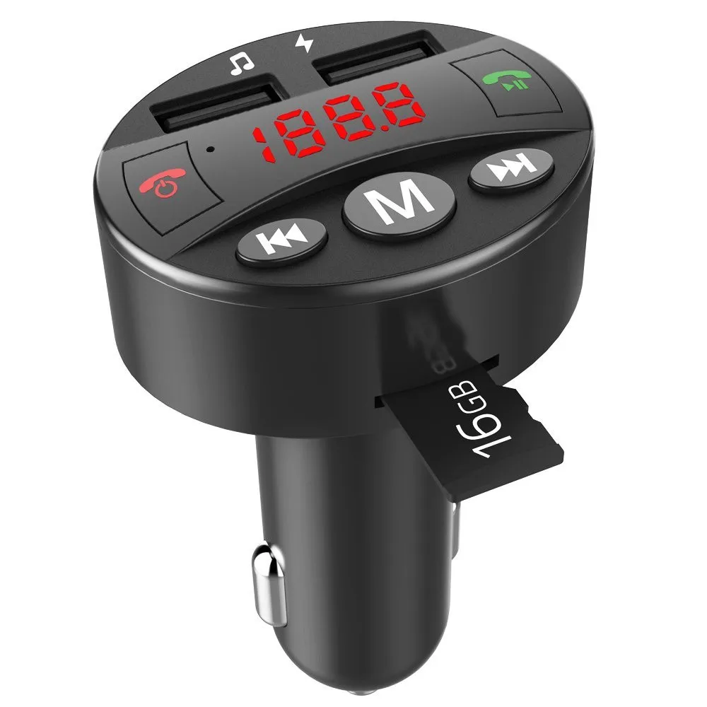 

Car Bluetooth FM Transmitter Wireless Hands Free Kit MP3 Music Player Support TF Card 5V 2.1A USB Charger FM Modulator #WL1