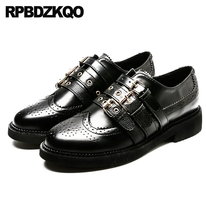 

Vintage Women Oxfords Shoes Gingham Brogue Flats Japanese School Black And White Plaid British Style Ladies Round Toe European