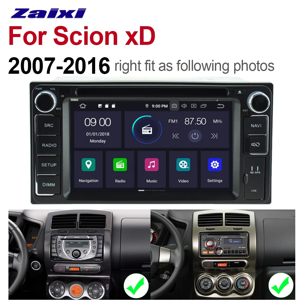Top ZaiXi 2 Din Car Multimedia Player Android 9 Auto Radio For Scion xD 2007~2016 DVD GPS 8 Cores 4GB+32GB Bluetooth WIFI HD Screen 5 Top ZaiXi 2 Din Car Multimedia Player Android 9 Auto Radio For Scion xD 2007~2016 DVD GPS 8 Cores 4GB+32GB Bluetooth WIFI HD Screen 5
