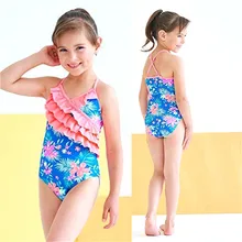 Модный детский купальник бикини для девушек с оборками и цветочным рисунком, купальный костюм для малышей, одежда для детей, купальник для девочек