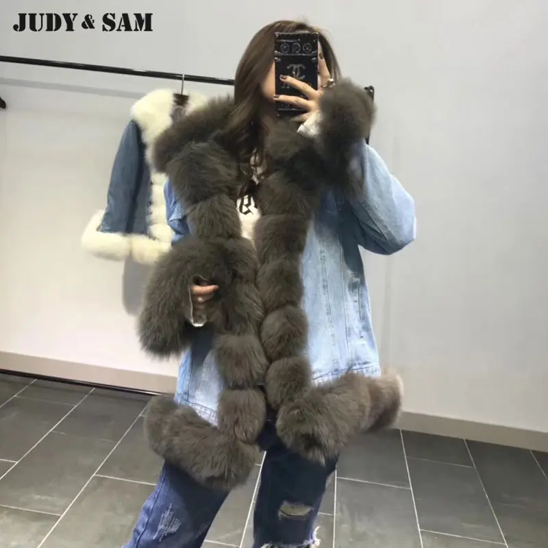 Aliexpress.com : Buy Real Fox Fur Collar& Cuff Denim