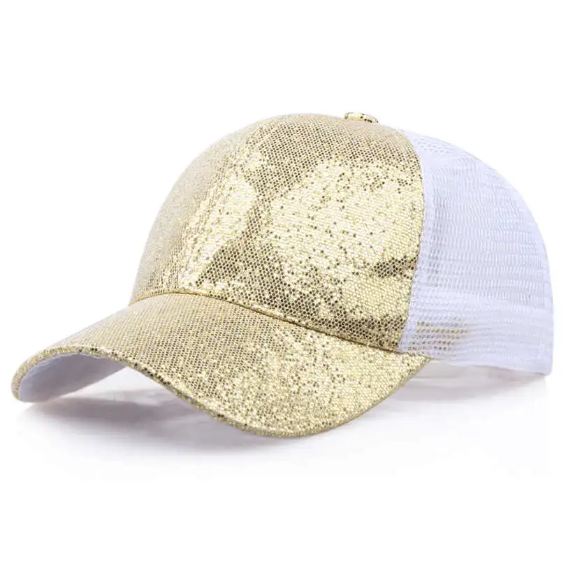 New Fashion Unisex Women Casual Daily Ponytail Baseball Cap Sequins Shiny Messy Bun Snapback Hat Sun Classics Caps #4F03 (17)
