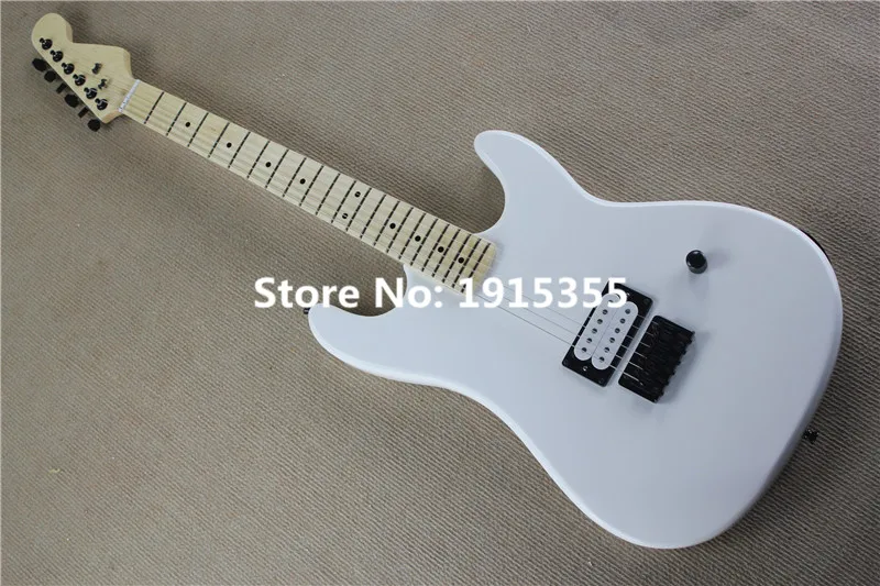 

Factory custom white body string-thru-body electric guitar with 1 open humbucking pickups,black hardware,can be customized
